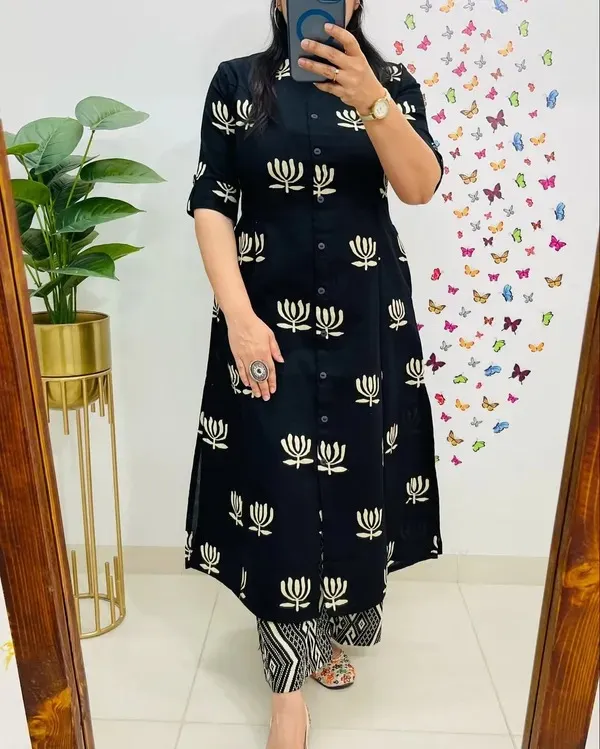 Black_Printed_Cotton_Kurti_Palazzo_Co_Ord_Set_Stylish_Daily_Wear_For_Women
