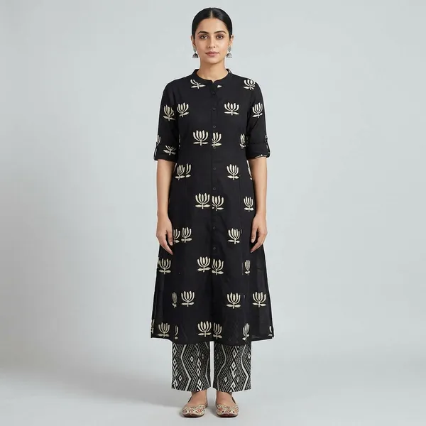 Black_Printed_Cotton_Kurti_Palazzo_Co_Ord_Set_Stylish_Daily_Wear_For_Women