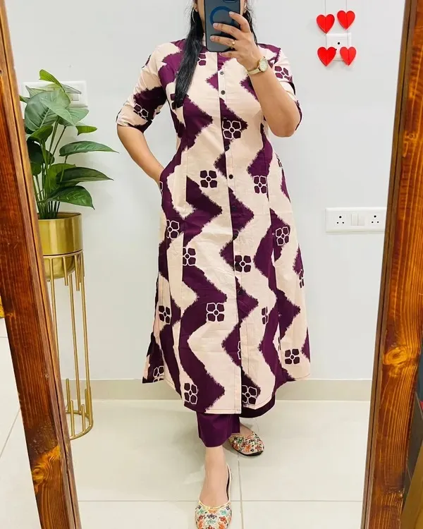Purple_Printed_Cotton_Kurti_Palazzo_Co_Ord_Set_Stylish_Daily_Wear_For_Women
