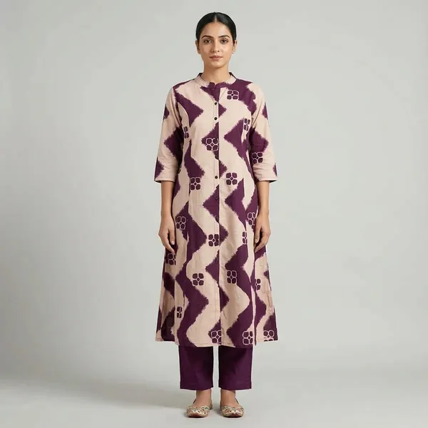 Purple_Printed_Cotton_Kurti_Palazzo_Co_Ord_Set_Stylish_Daily_Wear_For_Women