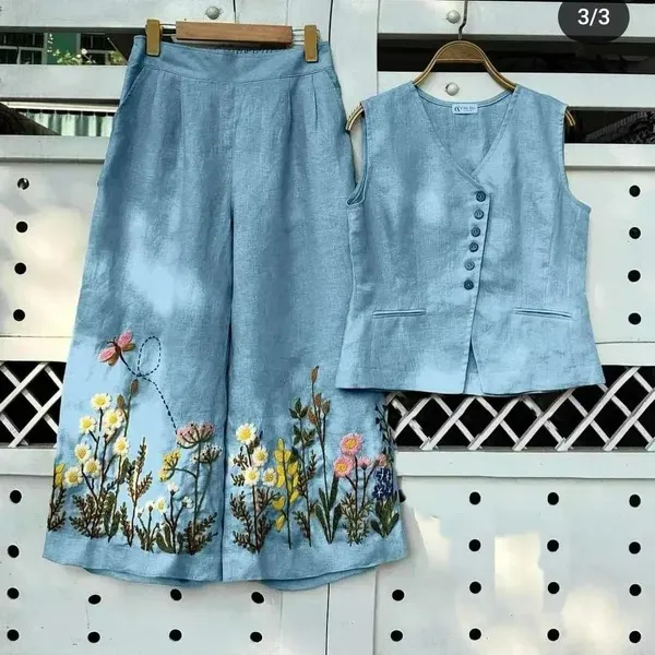 Light_Blue_Printed_Cotton_Kurti_Palazzo_Co_Ord_Set_Stylish_Daily_Wear_For_Women