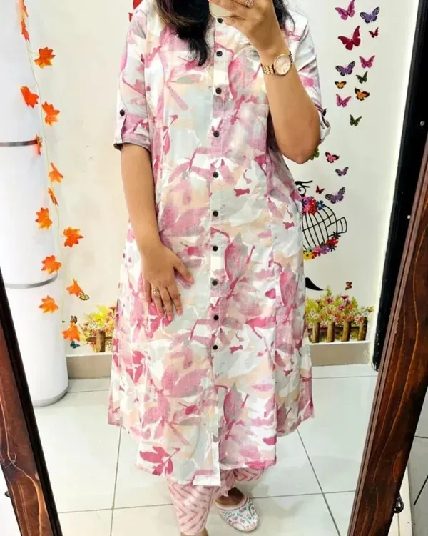 White_And_Red_Printed_Cotton_Kurti_Palazzo_Co_Ord_Set_Stylish_Daily_Wear_For_Women