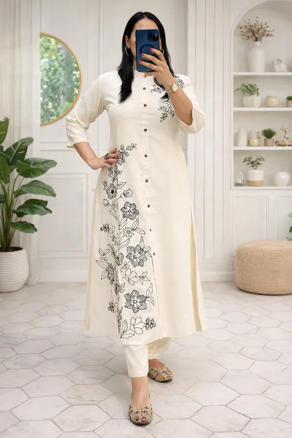 White_Printed_Cotton_Kurti_Palazzo_Co_Ord_Set_Stylish_Daily_Wear_For_Women