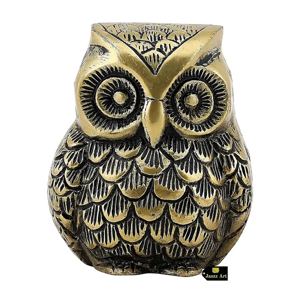 Brass_Owl_Statue_Ethnic_Design_Handmade_For_Home_Decor_Office_Shop_Counter_Decorative_Figurine_Handcrafted_Unique_Piece_Showpiece_Vastu_Animal_Gift_Item_Fat_4_Inches_And_650G