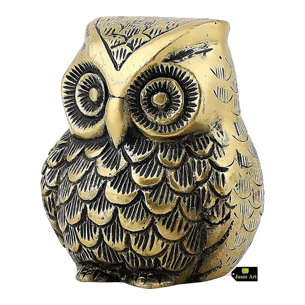 Brass_Owl_Statue_Ethnic_Design_Handmade_For_Home_Decor_Office_Shop_Counter_Decorative_Figurine_Handcrafted_Unique_Piece_Showpiece_Vastu_Animal_Gift_Item_Fat_4_Inches_And_650G