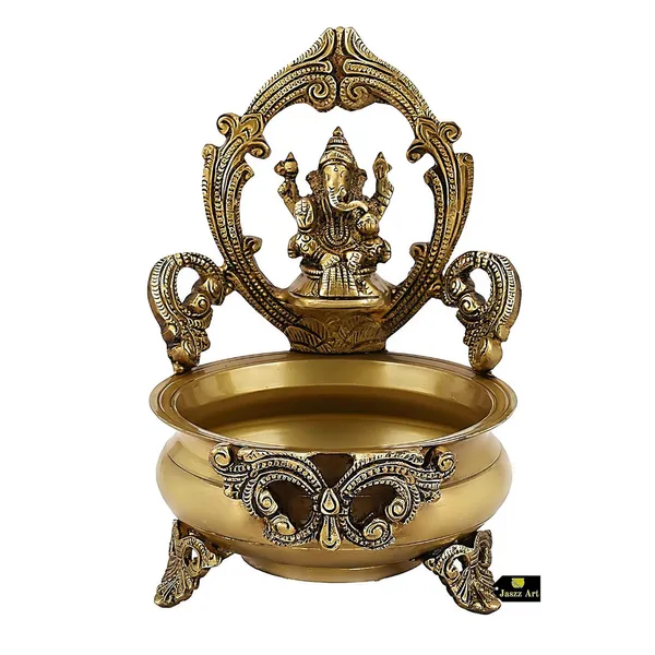 Brass_9_Inches_And_1_6_Kg_Ganesh_Ji_Urli_Bowl_With_Bells_Ethnic_Design_Uruli_Pot_For_Home_Decor_Floating_Flowers_Candle_Lamps_Temple_Room_Traditional_Diwali_Decoration_Gift_Light