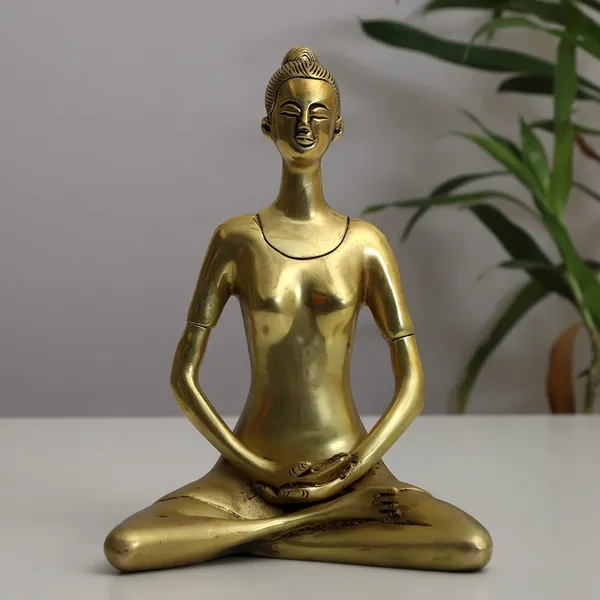 Brass_Yoga_Posture_Figurine_Padmasana_Pose_Statue_For_Home_Decor_14X10X20_Cm_1400_Gm_Golden_Antique_Lady_Murti_Showpiece_For_Table_Top_Living_Room_Shelf_Office_Shop_Counter_Decorative_Idol_And_Return_Gift