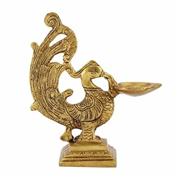 Brass_Peacock_Diya_9_Inches_And_800G_Ethnic_Design_Handmade_Curved_Oil_Wick_Antique_Deepak_Lamp_For_Home_Decor_Temple_Puja_Office_Counter_Diwali_Decoration_Festival_Gift_Light