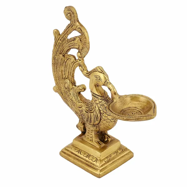 Brass_Peacock_Diya_9_Inches_And_800G_Ethnic_Design_Handmade_Curved_Oil_Wick_Antique_Deepak_Lamp_For_Home_Decor_Temple_Puja_Office_Counter_Diwali_Decoration_Festival_Gift_Light