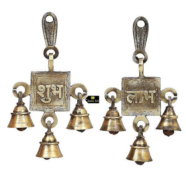 Subh_Labh_Design_Bell_Pair_10_3_16_Cm_360_Gm_Antique_Brass_Hanging_Bells_For_Pooja_Gift_Home_Decor_With_3_Ghanti_Handmade_Puja_Article_For_Diwali_Festival_Vastu_Pack_Of_2