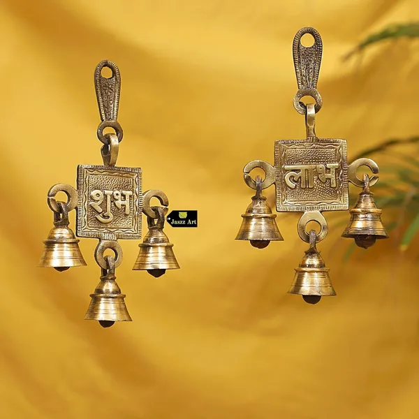 Subh_Labh_Design_Bell_Pair_10_3_16_Cm_360_Gm_Antique_Brass_Hanging_Bells_For_Pooja_Gift_Home_Decor_With_3_Ghanti_Handmade_Puja_Article_For_Diwali_Festival_Vastu_Pack_Of_2