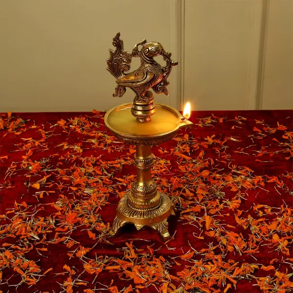 Brass_Peacock_Diya_7_Inches_And_1_4_Kg_With_Handle_Ethnic_Design_Handmade_Curved_Oil_Wick_Antique_Deepak_Lamp_For_Home_Decor_Temple_Puja_Office_Diwali_Decoration_Festival_Gift