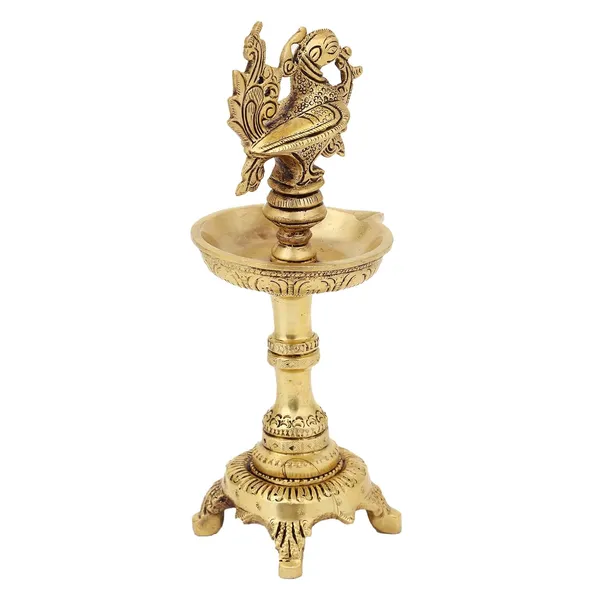 Brass_Peacock_Diya_7_Inches_And_1_4_Kg_With_Handle_Ethnic_Design_Handmade_Curved_Oil_Wick_Antique_Deepak_Lamp_For_Home_Decor_Temple_Puja_Office_Diwali_Decoration_Festival_Gift