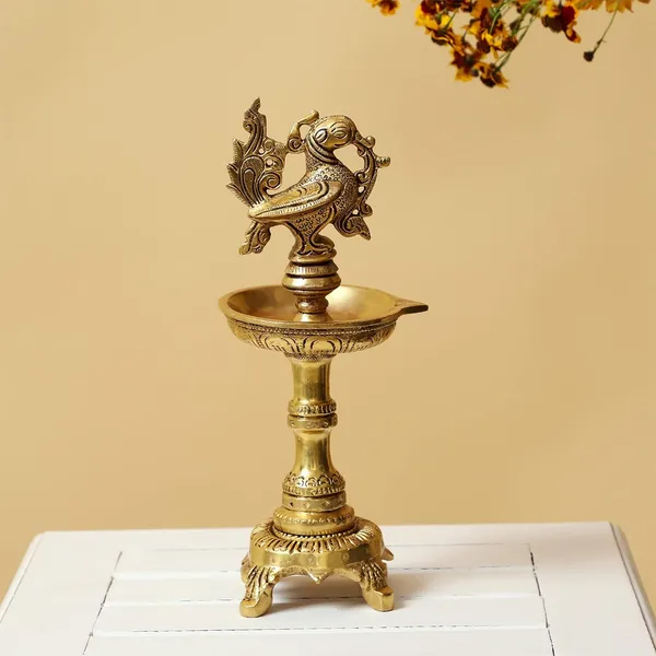 Brass_Peacock_Diya_7_Inches_And_1_4_Kg_With_Handle_Ethnic_Design_Handmade_Curved_Oil_Wick_Antique_Deepak_Lamp_For_Home_Decor_Temple_Puja_Office_Diwali_Decoration_Festival_Gift