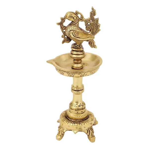 Brass_Peacock_Diya_7_Inches_And_1_4_Kg_With_Handle_Ethnic_Design_Handmade_Curved_Oil_Wick_Antique_Deepak_Lamp_For_Home_Decor_Temple_Puja_Office_Diwali_Decoration_Festival_Gift