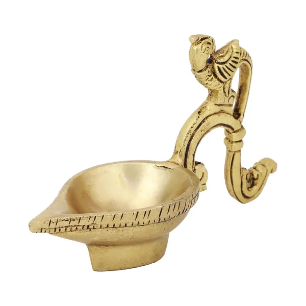 Brass_Peacock_Diya_4_Inches_And_300G_With_Handle_Ethnic_Design_Handmade_Curved_Oil_Wick_Antique_Deepak_Lamp_For_Home_Decor_Temple_Puja_Office_Diwali_Decoration_Festival_Gift