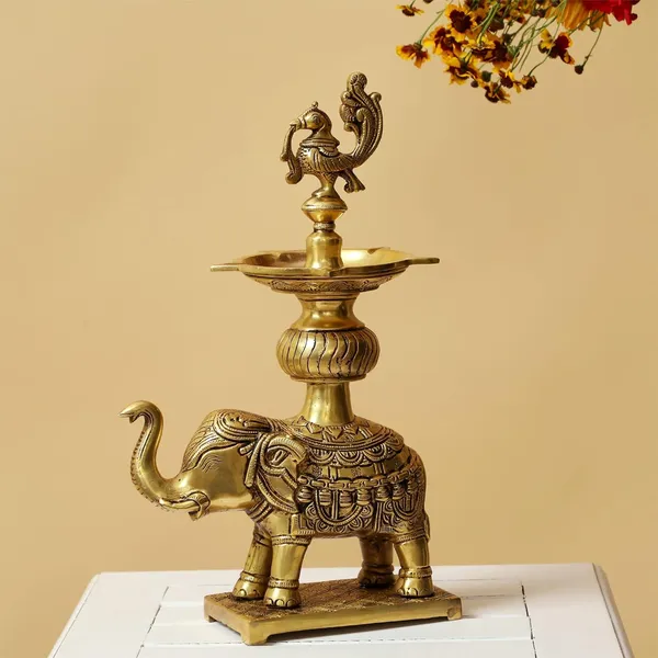 Brass_Peacock_Elephant_Diya_12_Inches_And_2_6_Kg_Ethnic_Design_Handmade_Curved_Oil_Wick_Antique_Deepak_Lamp_For_Home_Decor_Temple_Puja_Office_Counter_Diwali_Decoration_Festival_Gift