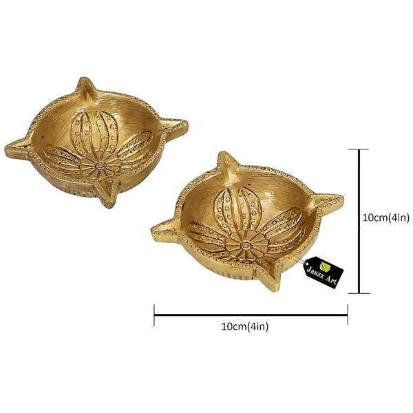 Brass_4_Inches_And_500G_4_Side_Akhand_Small_Diya_Ethnic_Design_Handmade_Curved_Oil_Wick_Antique_Kuber_Deepak_Lamp_For_Home_Decor_Temple_Puja_Office_Decoration_Festival_Gift_Pack_Of_2