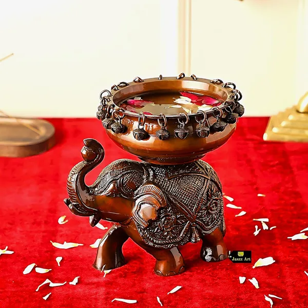 Brass_Elephant_Urli_Bowl_With_Bells_Ethnic_Design_For_Home_Decor_Floating_Flowers_Candle_Temple_Traditional_Diwali_Decoration_Dark_10_Inches_And_3_Kg