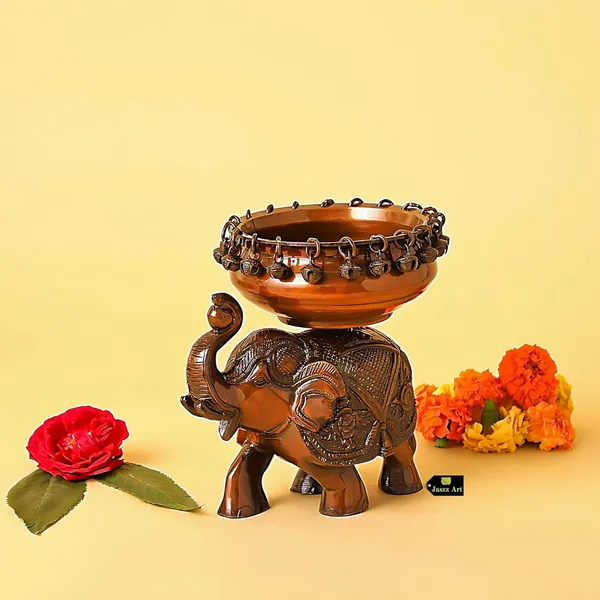Brass_Elephant_Urli_Bowl_With_Bells_Ethnic_Design_For_Home_Decor_Floating_Flowers_Candle_Temple_Traditional_Diwali_Decoration_Dark_10_Inches_And_3_Kg