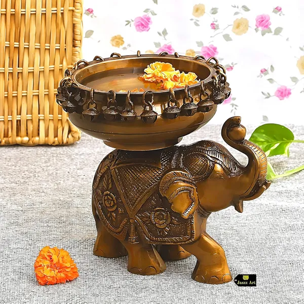 Brass_Elephant_Urli_Bowl_With_Bells_Ethnic_Design_For_Home_Decor_Floating_Flowers_Candle_Temple_Traditional_Diwali_Decoration_Dark_10_Inches_And_3_Kg