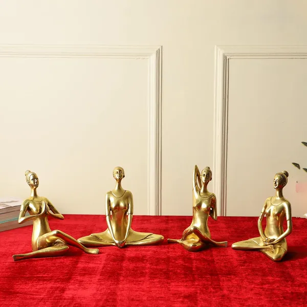 Brass_Yoga_Statue_Combo_Of_4_Poses_For_Home_Decor_Lady_Murti_For_Table_Top_Living_Room_Decorative_Showpiece_Idol_And_Return_Gift_Full_Set