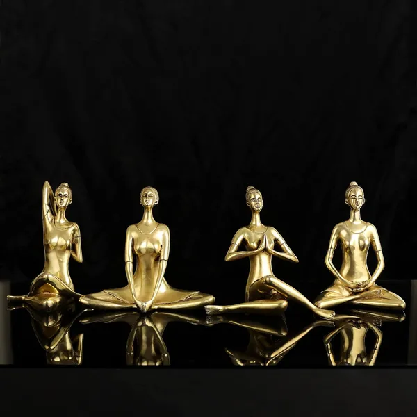 Brass_Yoga_Statue_Combo_Of_4_Poses_For_Home_Decor_Lady_Murti_For_Table_Top_Living_Room_Decorative_Showpiece_Idol_And_Return_Gift_Full_Set