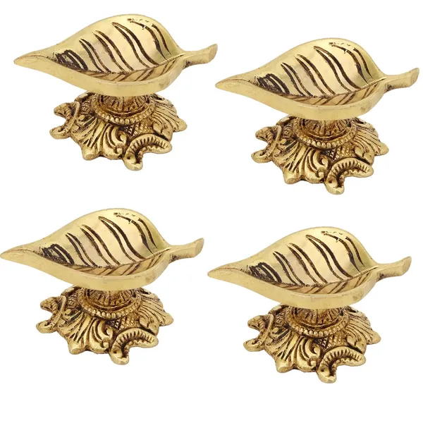 Brass_Leaf_Diya_Handmade_Curved_Oil_Wick_Antique_Kuber_Deepak_For_Home_Decor_Temple_Office_Decoration_Festival_Gift_Pack_Of_4_3_Inches_And_200G