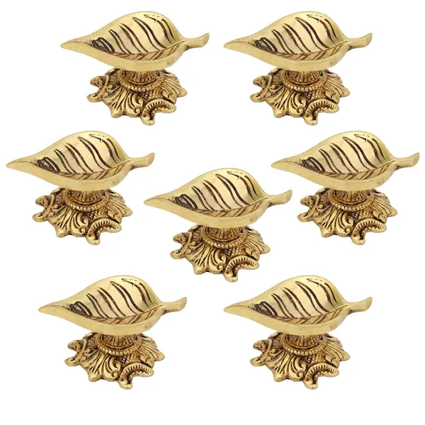 Brass_Leaf_Diya_Design_Handmade_Curved_Oil_Wick_Antique_Kuber_Deepak_For_Home_Decor_Temple_Puja_Office_Decoration_Festival_Gift_Pack_Of_7_3_Inches_And_200G
