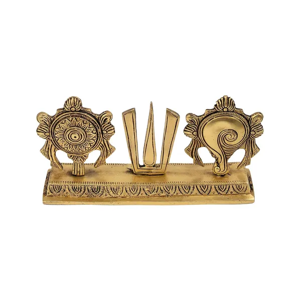 Jaszz_Art_Shankh_Chakra_Tilak_Namah_Pure_Brass_Showpiece_22_5_11_Cm_And_1_Kg_Shankha_Gada_Padma_Padmanabha_Swami_Vishnu_For_Home_Decor_Temple_Puja_Office_Decoration