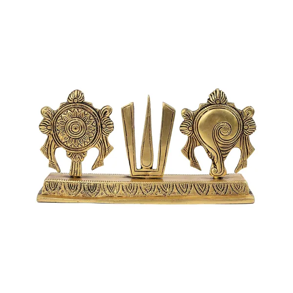 Jaszz_Art_Shankh_Chakra_Tilak_Namah_Pure_Brass_Showpiece_22_5_11_Cm_And_1_Kg_Shankha_Gada_Padma_Padmanabha_Swami_Vishnu_For_Home_Decor_Temple_Puja_Office_Decoration