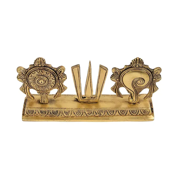 Jaszz_Art_Shankh_Chakra_Tilak_Namah_Pure_Brass_Showpiece_22_5_11_Cm_And_1_Kg_Shankha_Gada_Padma_Padmanabha_Swami_Vishnu_For_Home_Decor_Temple_Puja_Office_Decoration