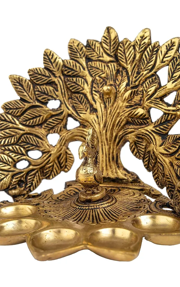 Jaszzart_Brass_5_Mukhi_Diya_Handcrafted_Kalpvriksha_14_12_11_Inches_And_670_Gm_Tree_Shape_Oil_Lamp_Dipak_For_Home_Office_Temple_Madir_Pooja_Aarti_Decoration