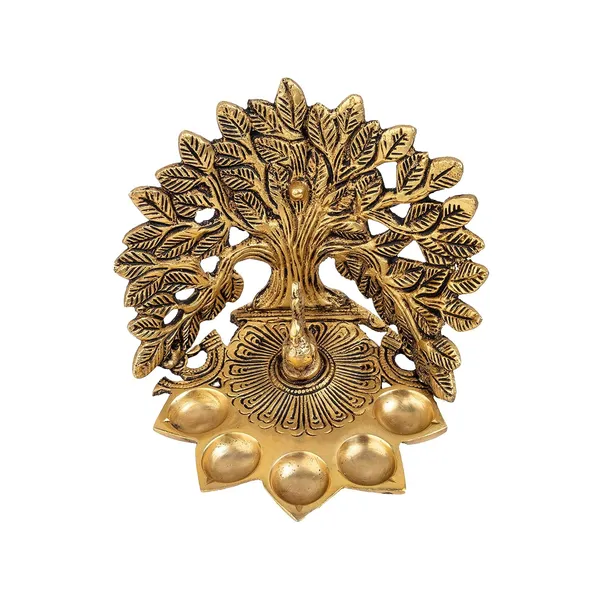 Jaszzart_Brass_5_Mukhi_Diya_Handcrafted_Kalpvriksha_14_12_11_Inches_And_670_Gm_Tree_Shape_Oil_Lamp_Dipak_For_Home_Office_Temple_Madir_Pooja_Aarti_Decoration