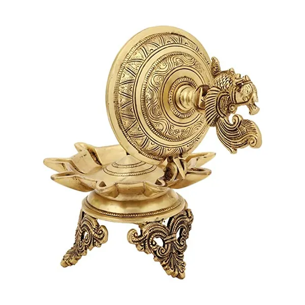 Brass_Peacock_Diya_10_Inches_And_3_2_Kg_With_Stand_Ethnic_Design_Handmade_Curved_Oil_Wick_Antique_Deepak_Lamp_For_Home_Decor_Temple_Puja_Office_Counter_Diwali_Decoration_Festival_Gifts