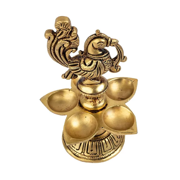 Brass_Peacock_Panch_Mukhi_Diya_9_9_14_Inches_And_600G_Ethnic_Design_Handmade_Curved_Oil_Wick_Antique_Deepak_Lamp_For_Home_Decor_Temple_Puja_Office_Counter_Decoration_Festival_Gift