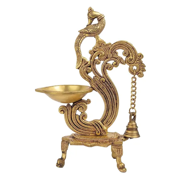 Brass_Parrot_Diya_With_Bell_21_9_31_Inches_1_8_Kg_With_Stand_Ethnic_Design_Handmade_Curved_Oil_Wick_Antique_Peacock_Lamp_For_Home_Decor_Temple_Pooja_Office_Decoration_Festival_Gift