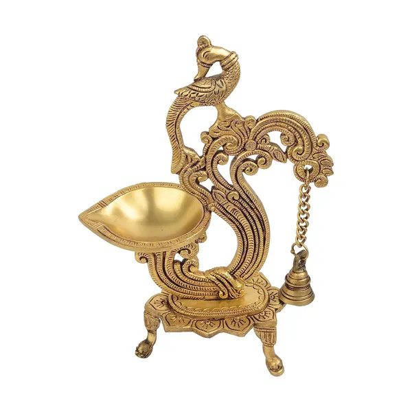 Brass_Parrot_Diya_With_Bell_21_9_31_Inches_1_8_Kg_With_Stand_Ethnic_Design_Handmade_Curved_Oil_Wick_Antique_Peacock_Lamp_For_Home_Decor_Temple_Pooja_Office_Decoration_Festival_Gift