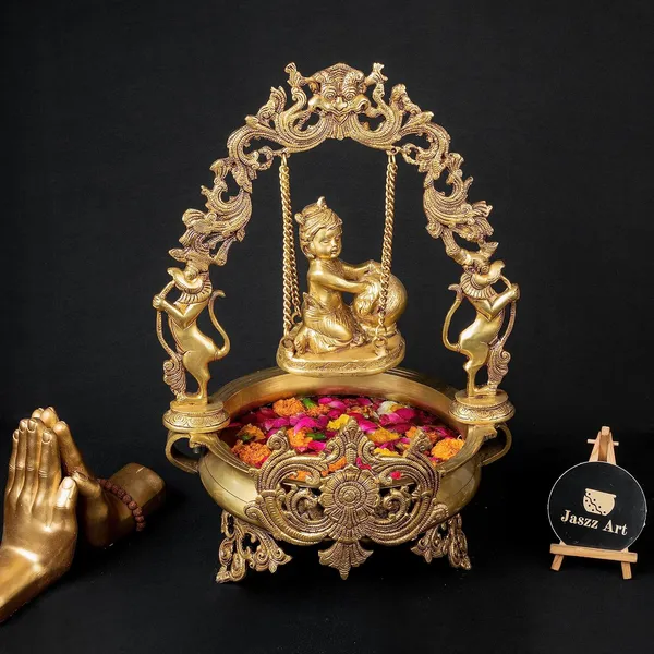 Brass_Laddu_Gopal_Urli_Bowl_With_Ethnic_Design_Uruli_Pot_For_Home_Decor_Candle_Lamps_Temple_Room_Traditional_Diwali_Decoration_Gift_Fantasy_39_Cm_30_Cm_Copper