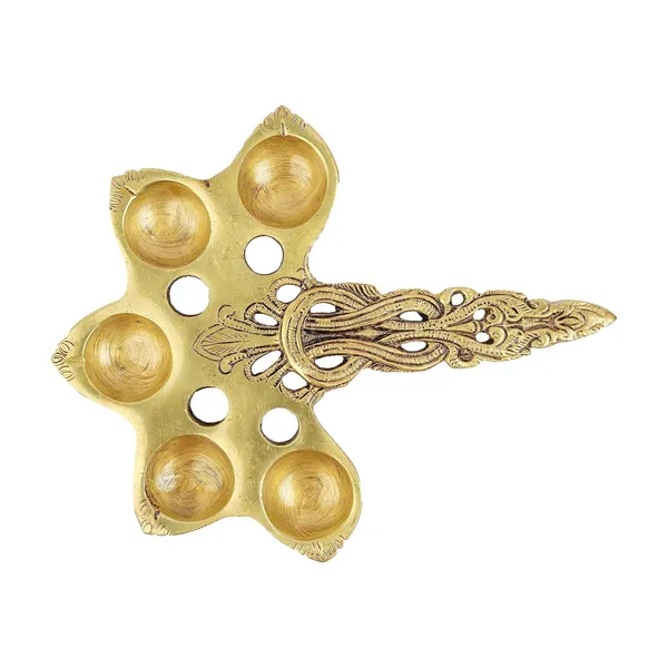 Jaszzart_5_Spoon_Ethnic_Indian_Design_Brass_Pooja_Aarti_Havan_Spoon_20X16X3_Cm_500_Gm_Puja_Spoon_For_Pouring_Ghee_In_Hawan_Kund_Achmani_For_Holy_Water_Perfect_For_Aarti_Diya_In_Home_Temples