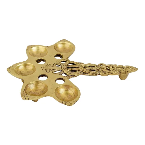 Jaszzart_5_Spoon_Ethnic_Indian_Design_Brass_Pooja_Aarti_Havan_Spoon_20X16X3_Cm_500_Gm_Puja_Spoon_For_Pouring_Ghee_In_Hawan_Kund_Achmani_For_Holy_Water_Perfect_For_Aarti_Diya_In_Home_Temples