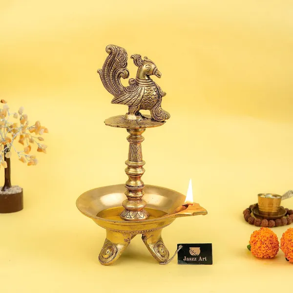 Brass_Peacock_Diya_For_Table_Decor_15X13X26_Cm_And_1550G_Ethnic_Handmade_Decorative_Curved_Oil_Wick_Antique_Mayur_Deepak_Lamp_For_Home_Temple_Puja_Room_Office_Counter_Decoration_Festival