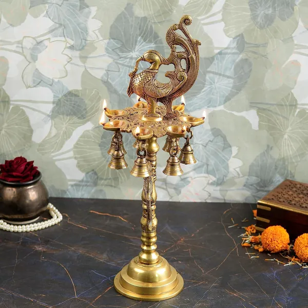 Brass_Peacock_Diya_For_Table_Decor_15X15X41_Cm_And_2650G_Ethnic_Handmade_Decorative_Curved_Oil_Wick_Antique_Mayur_Deepak_Lamp_For_Home_Temple_Puja_Room_Office_Counter_Decoration_Festival