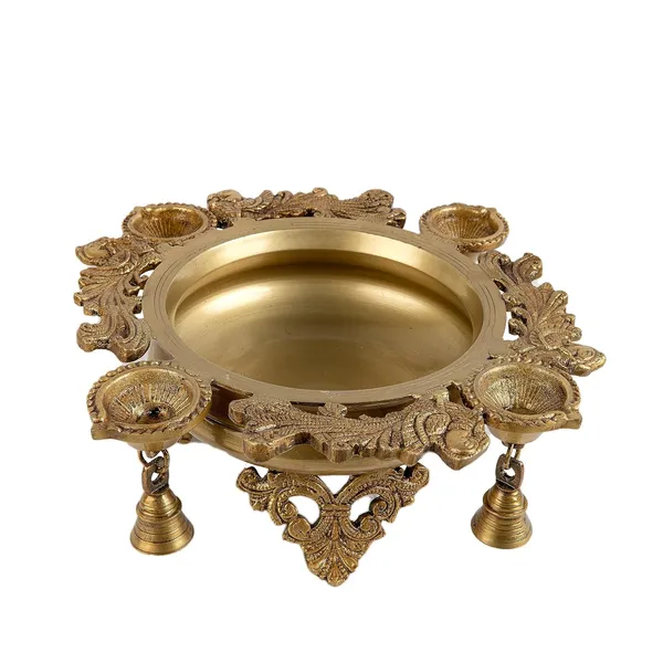 Brass_12_Inches_4_Diya_Urli_Small_Ethnic_Design_Handmade_Curved_Oil_Wick_Antique_Urli_Deepak_Lamp_For_Home_Decor_Temple_Puja_Office_Counter_Decoration_Festival_Gift_32X32X12_Cm_And_3_2Kg