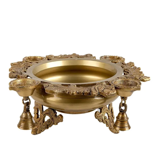 Brass_12_Inches_4_Diya_Urli_Small_Ethnic_Design_Handmade_Curved_Oil_Wick_Antique_Urli_Deepak_Lamp_For_Home_Decor_Temple_Puja_Office_Counter_Decoration_Festival_Gift_32X32X12_Cm_And_3_2Kg