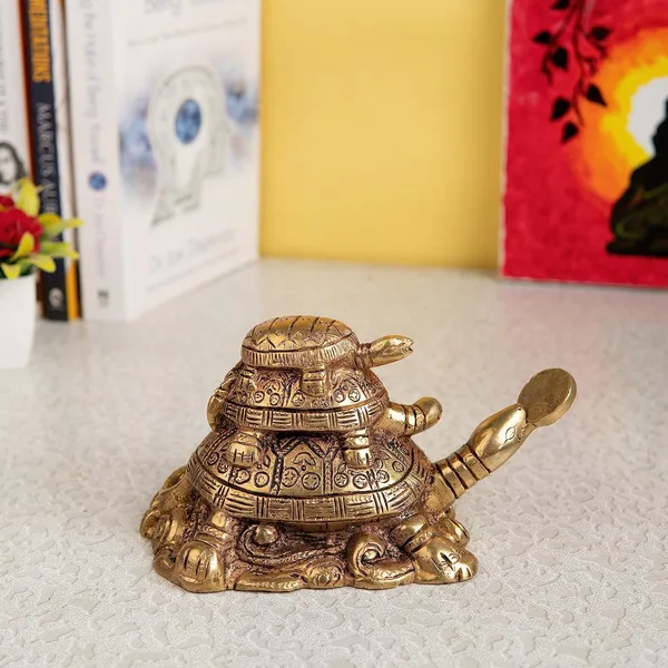 Jaszz_Arts_Brass_Tortoise_Turtle_Family_For_Good_Luck_Home_Vastu_Pooja_Puja_Mandir_Table_Decor_Showpiece_And_Gift_Items_Collectible_Handicraft_Art_Yellow_18_X_10_X_10_Cm_L_X_W_X_H