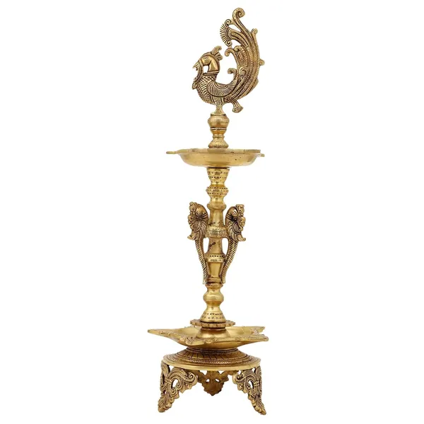 Brass_Peacock_Diya_With_Stand_Big_Size_Ethnic_Design_Handmade_Curved_Oil_Wick_Antique_Deepak_Lamp_For_Home_Decor_Temple_Puja_Office_Diwali_Decoration_Festival_Gift_30_Inches_And_6_Kg