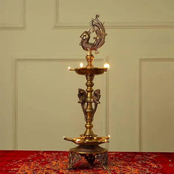 Brass_Peacock_Diya_With_Stand_Big_Size_Ethnic_Design_Handmade_Curved_Oil_Wick_Antique_Deepak_Lamp_For_Home_Decor_Temple_Puja_Office_Diwali_Decoration_Festival_Gift_30_Inches_And_6_Kg