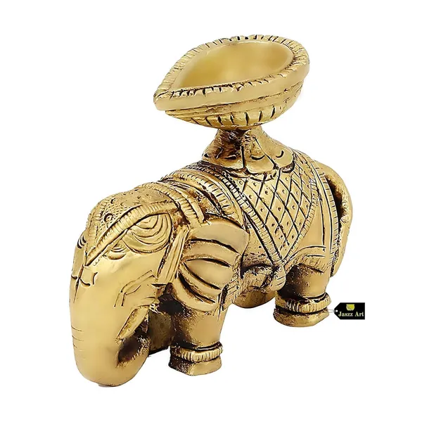 Brass_Elephant_Diya_Ethnic_Design_Handmade_Curved_Oil_Wick_Antique_Kuber_Deepak_Lamp_For_Home_Decor_Temple_Puja_Office_Counter_Diwali_Decoration_Festival_Gift