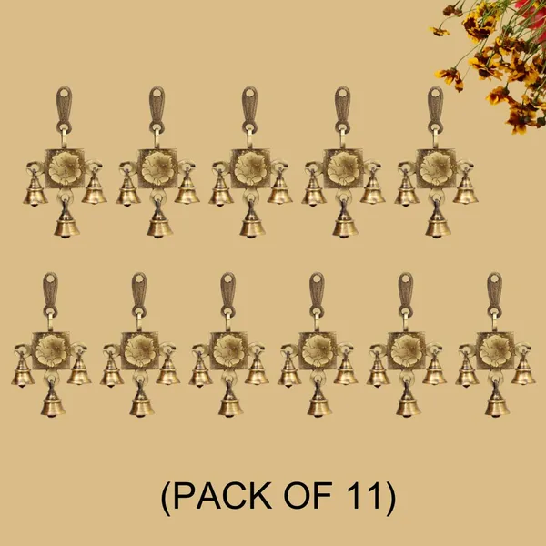 Leaf_Ganesh_Ji_Design_Bell_Pair_6_Inches_And_400G_Antique_Brass_Hanging_Bells_For_Pooja_Gift_Home_Decor_With_3_Ghanti_Handmade_Puja_Article_For_Diwali_Festival_Vastu_Pack_Of_11